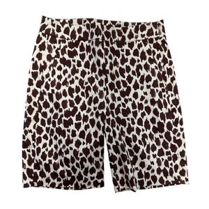 J.Crew Walking Shorts Women 2 Brown Animal Print Side Zip Stretch Retro